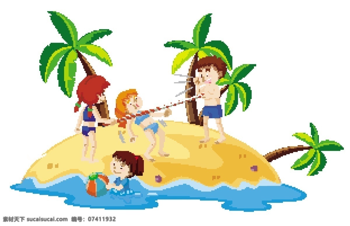 卡通 夏天 儿童 卡通夏天儿童 快乐 生活 儿童素材 漫画 小孩 度假 沙滩 游玩 海水 蓝天 假日 旅游 游泳 卡通儿童 卡通设计