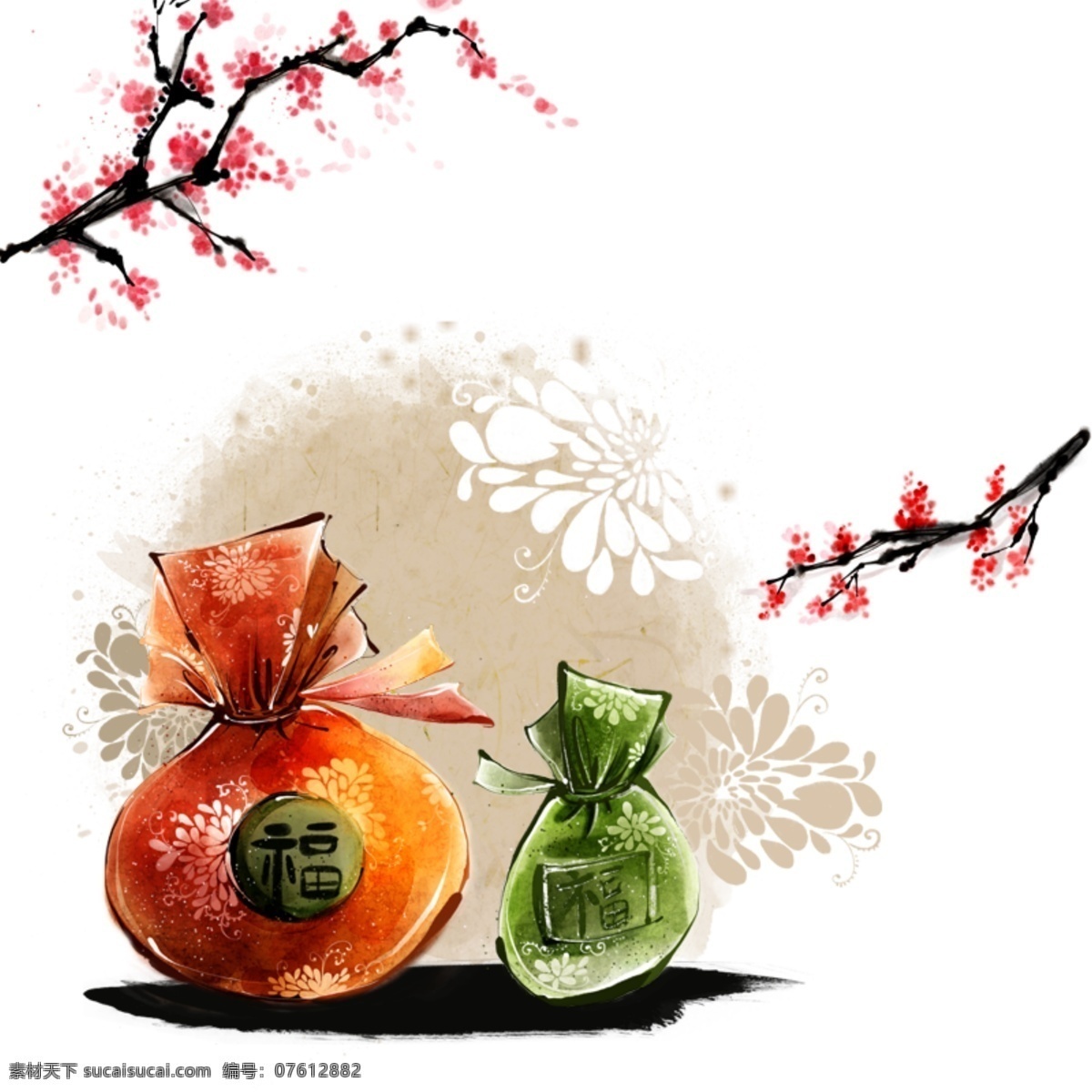 中式 手绘 简约 大气 背景 图 中国风 春节 元旦 白色
