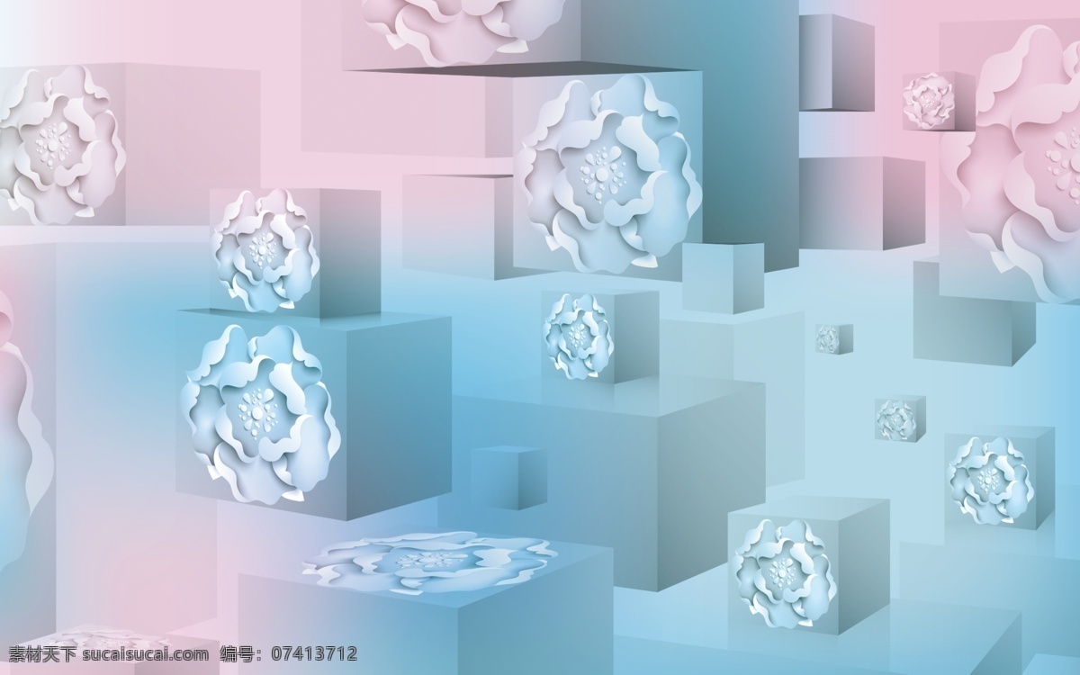 3d 立体 背景 墙 花卉 3d立体 花朵 彩色 背景墙 电视背景 正方形