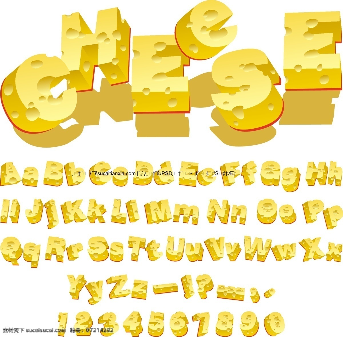 三维 金黄 奶酪 字体 矢量 eps矢量 阿拉伯数字 标点符号 创意字体 英文字母 金黄奶酪 免费字体 矢量图 艺术字