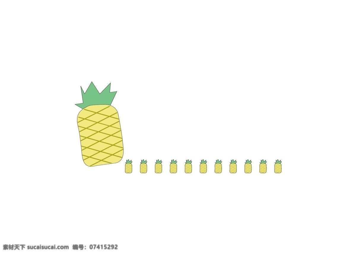 手绘 卡通 菠萝 分割线 插画