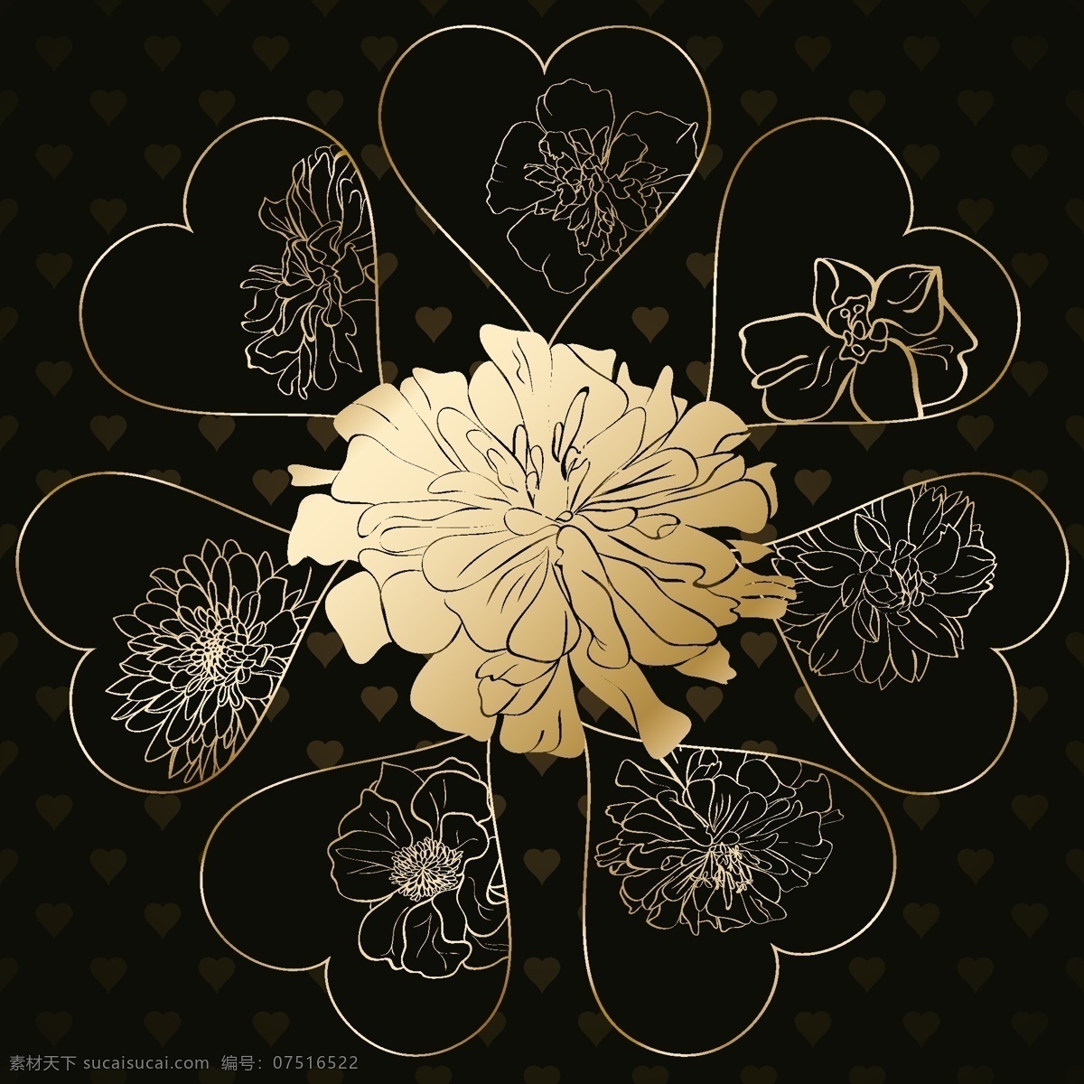 矢量 线描 心形 花纹 情人节爱心 线稿 线描花纹 心形花纹 情人节 节日素材 情人节七夕