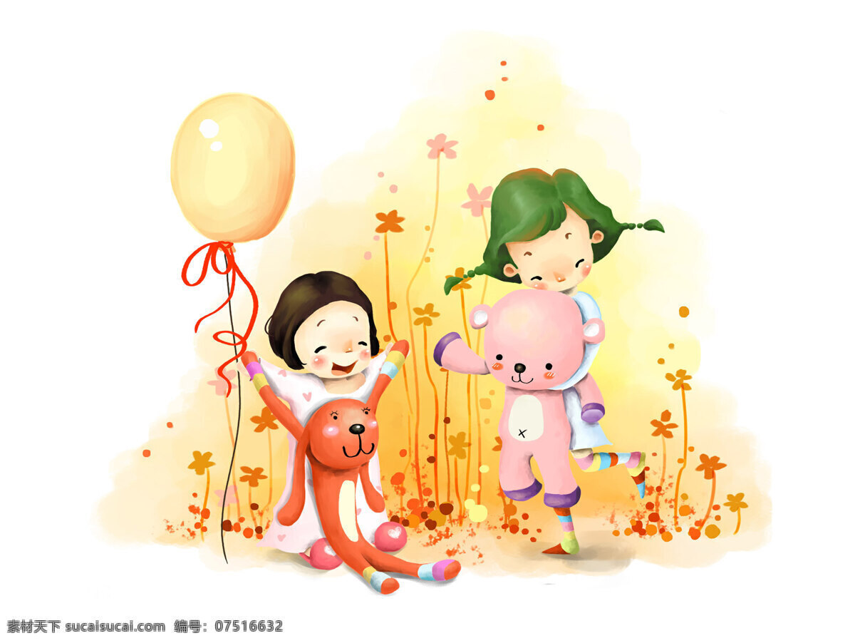 气球 插画 小孩 插画集