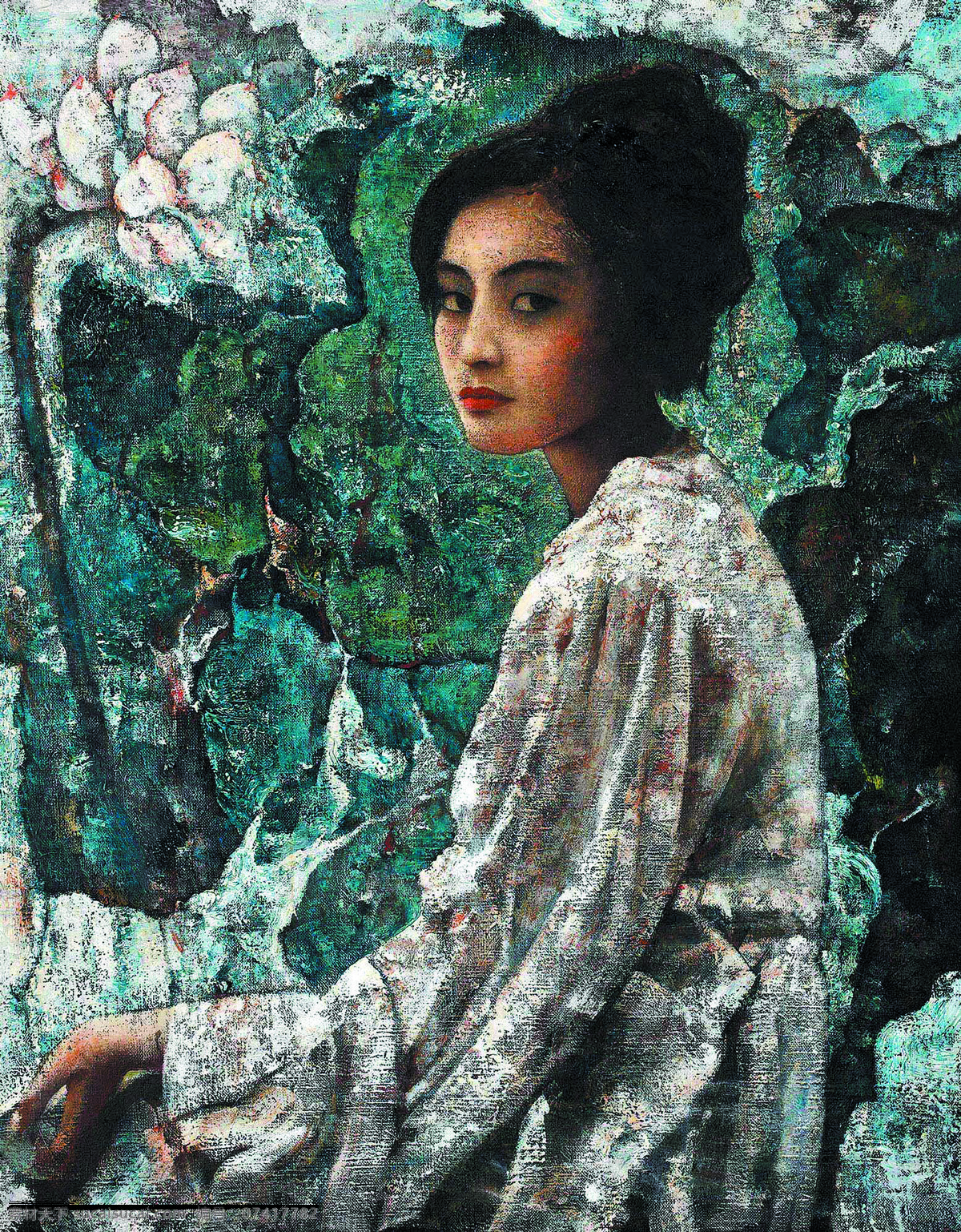 姑娘 荷花 绘画书法 美术 女人 女子 人物 回眸 油画设计素材 油画模板下载 油画 油画艺术 文化艺术