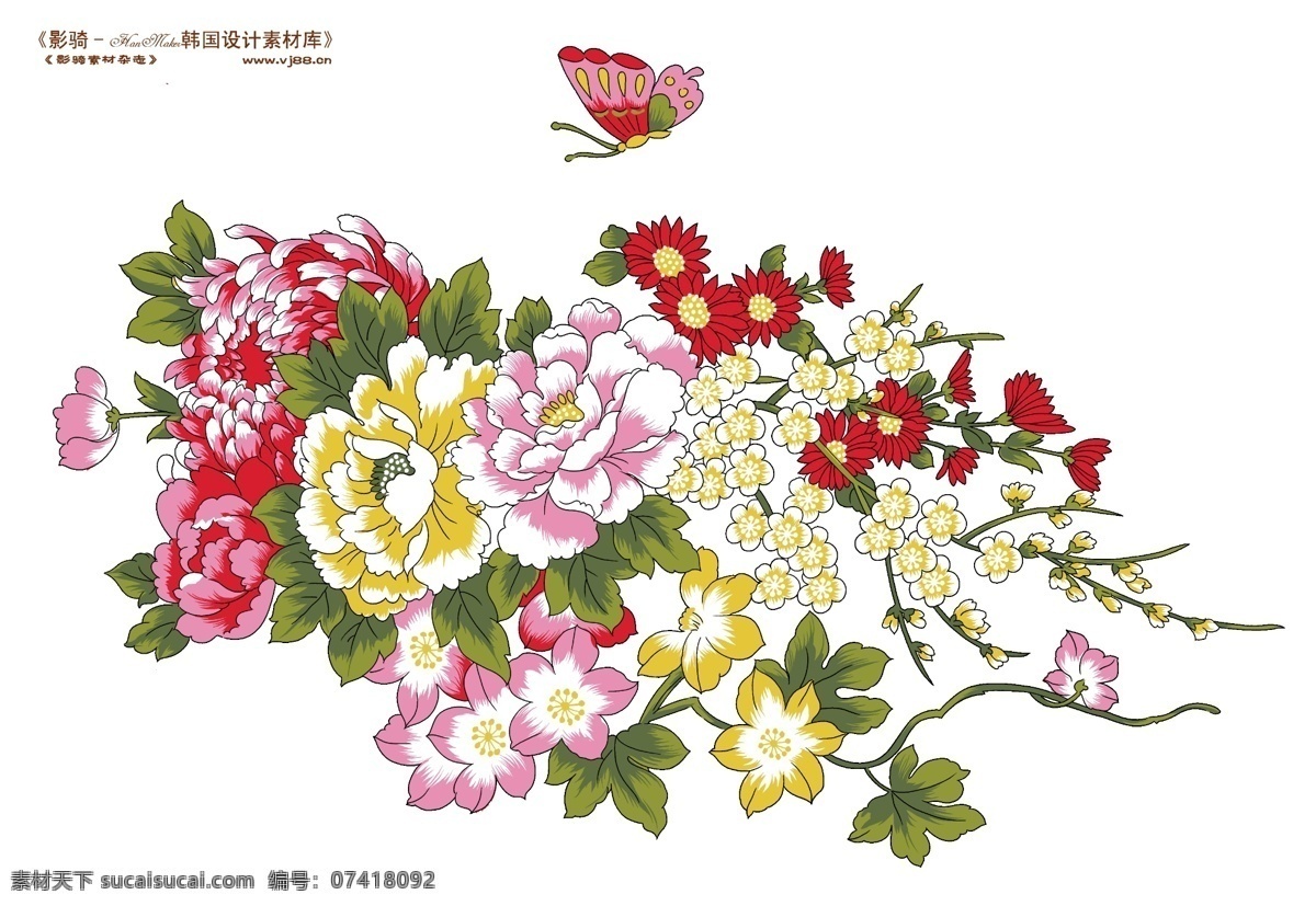 背景免费下载 hanmaker 韩国 设计素材 库 背景 底纹 花 花朵 花纹 精美 配色 艳丽 psd源文件