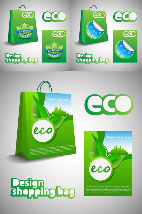 eco 绿色环保 纸袋 矢量 环保 绿色 矢量图 其他矢量图