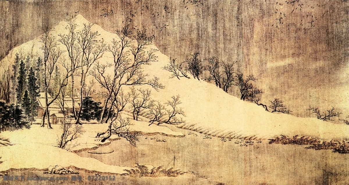土色 毛笔画法 古画免费下载 古画 古画背景 古画素材 古画图片 古画欣赏 山水 山水风景 山水国画 古画山脚下 古画壁纸 家居装饰素材 壁纸墙画壁纸