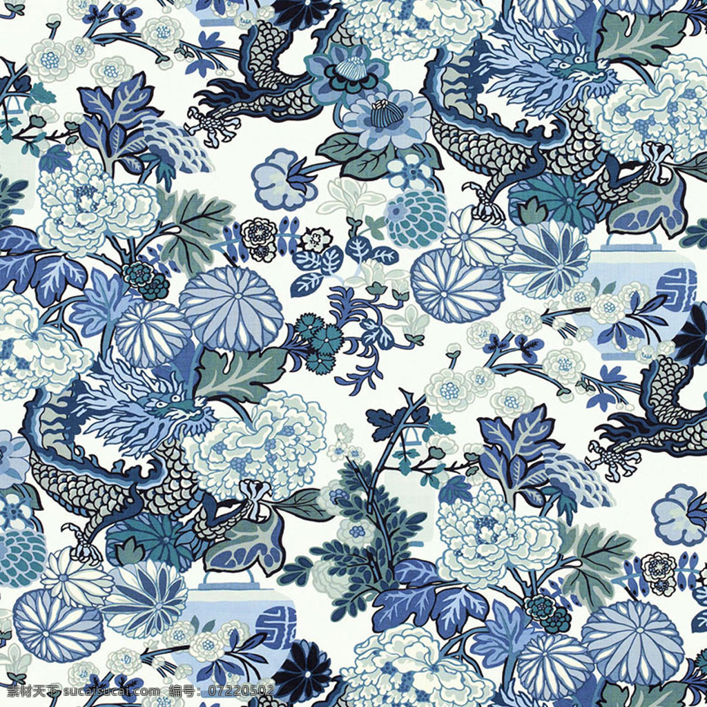 清新 海洋 风格 蓝色 花纹 壁纸 图案 壁纸图案 海洋元素 蓝色花纹 蓝色树叶 蓝色鱼