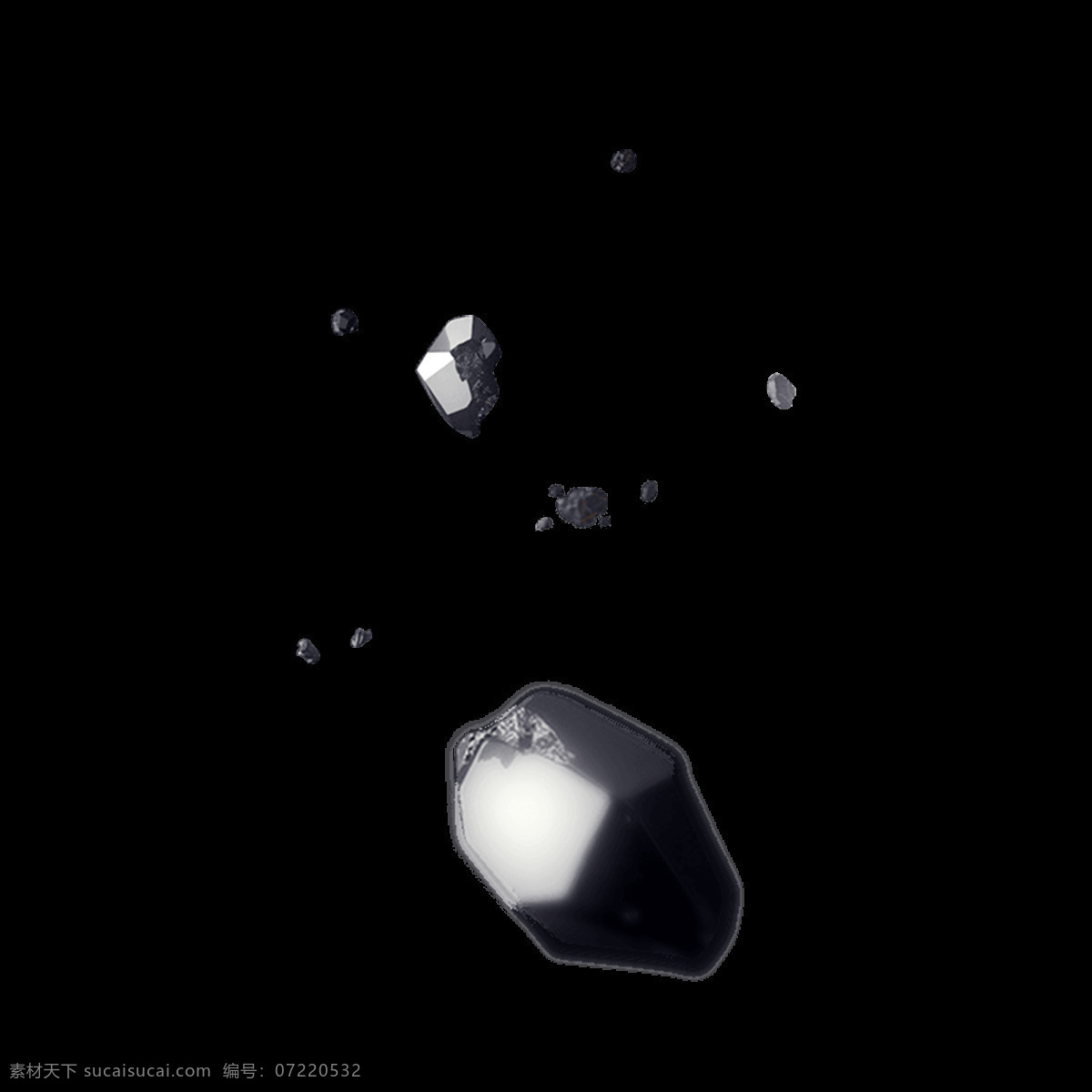 手绘 太空 陨石 元素 png元素 几何 立体 免抠元素 漂浮 透明元素