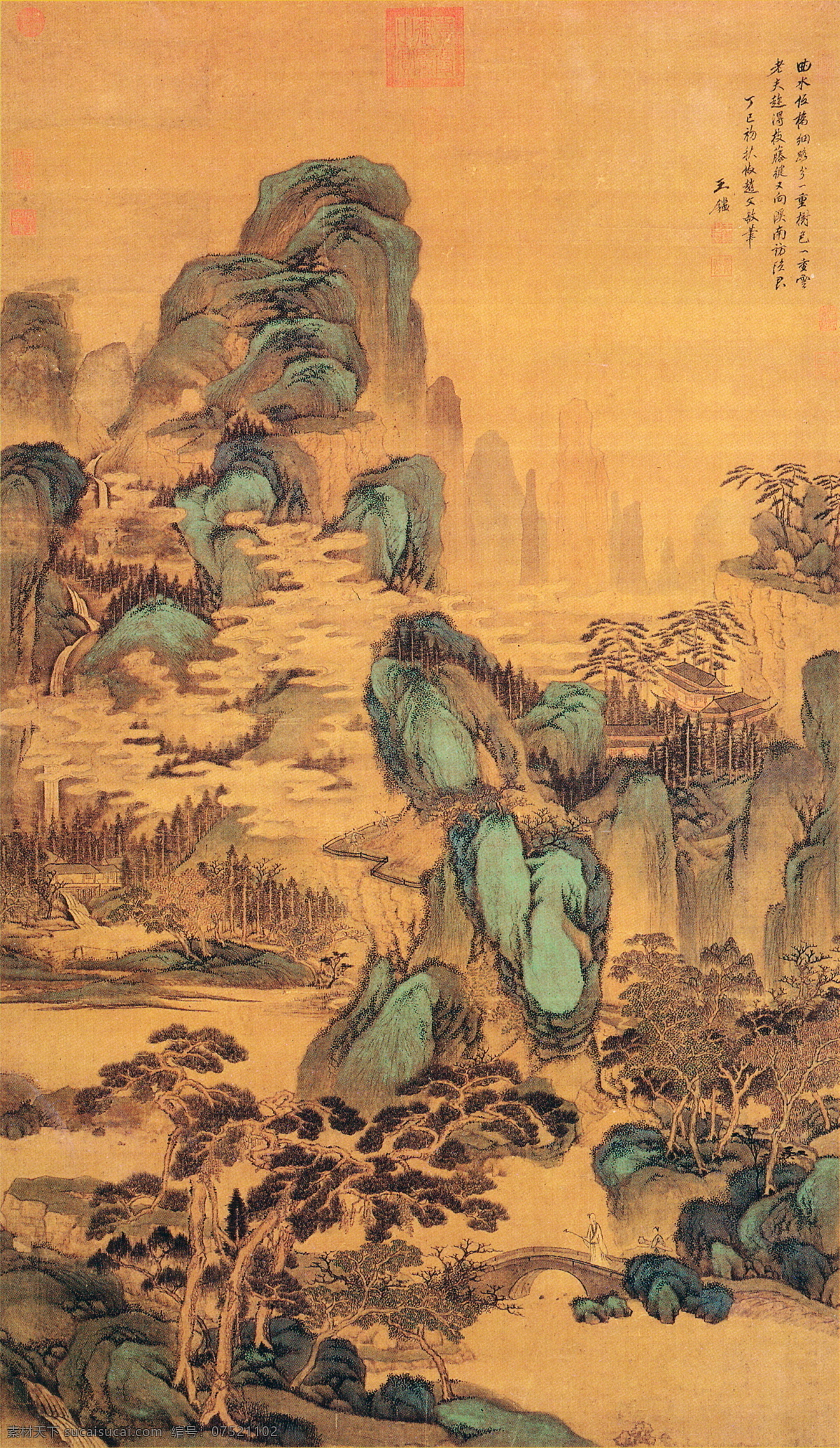 仿 赵 孟 頫 山水 轴 清 王鉴 山水画 工笔画 风景画 古典书画 中国古画 艺术画 艺术品 古画 国画 文化艺术 绘画书法