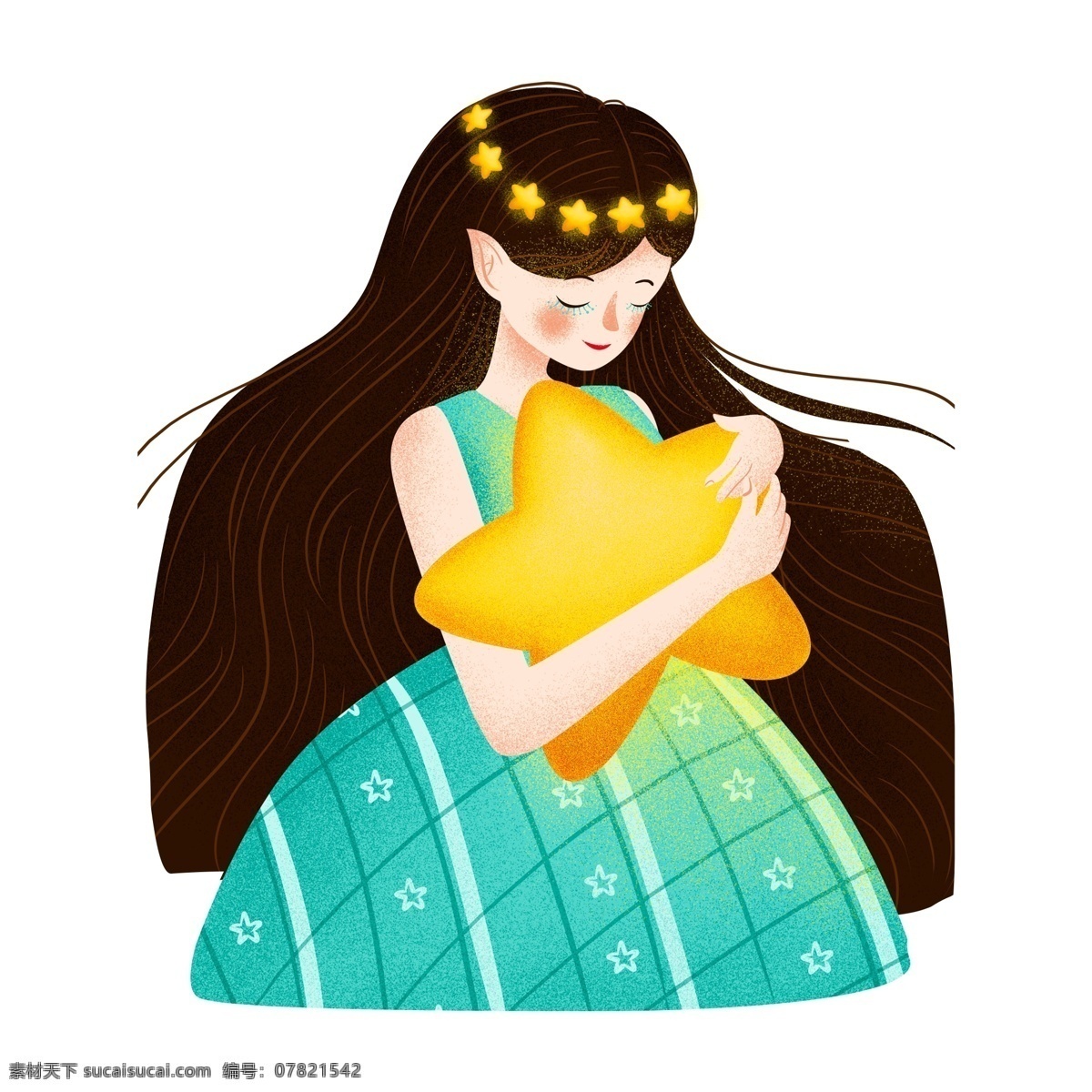 卡通 可爱 女孩 插画 人物 女孩元素 清新 可爱风 png元素 免抠元素 少女 星星
