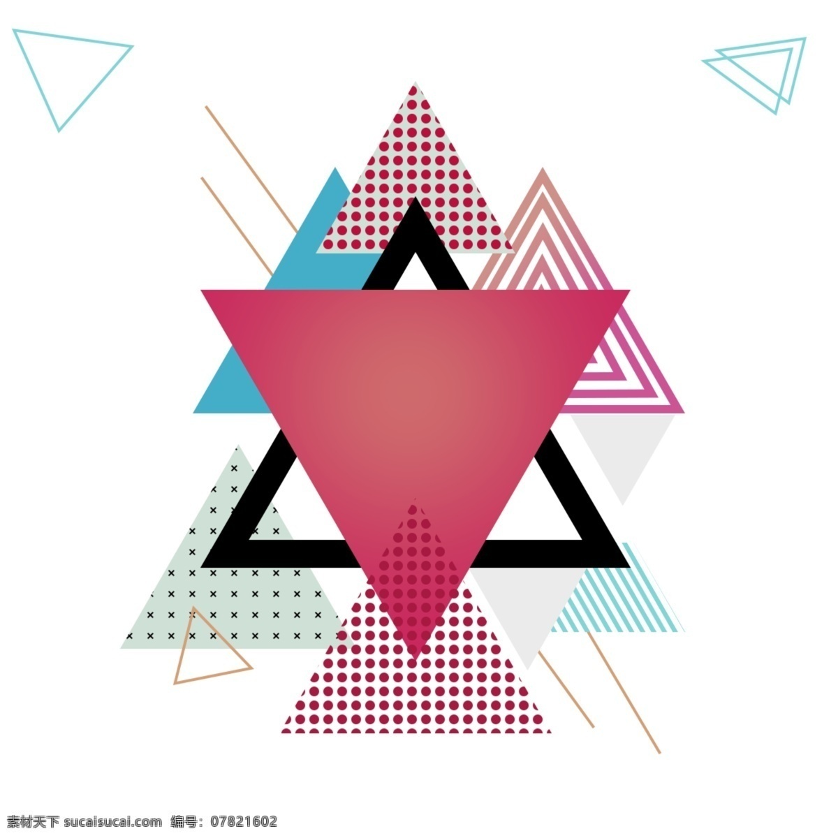 现代 时尚 几何 装饰 元素 简单 三角形 线条 颜色 渐变 形状