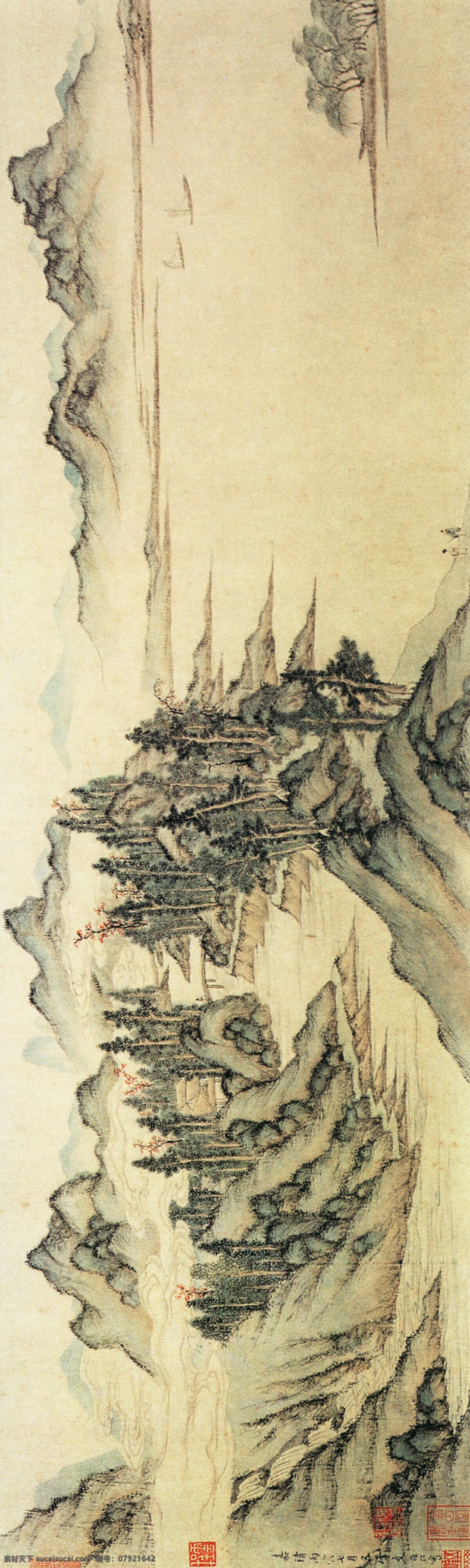 悬崖免费下载 山水风景 艺术 中国画 耸入云霄 家居装饰素材 山水风景画