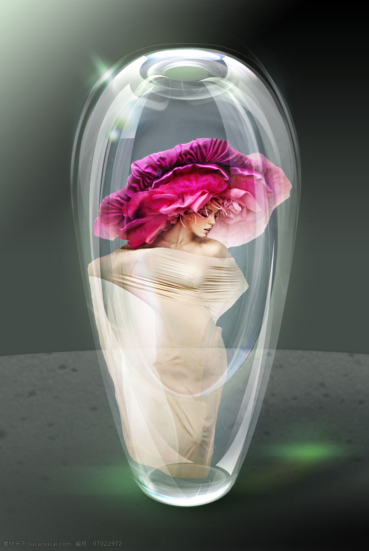 瓶中精灵 水晶瓶 美女 精灵 人物 广告 女性妇女 人物图库