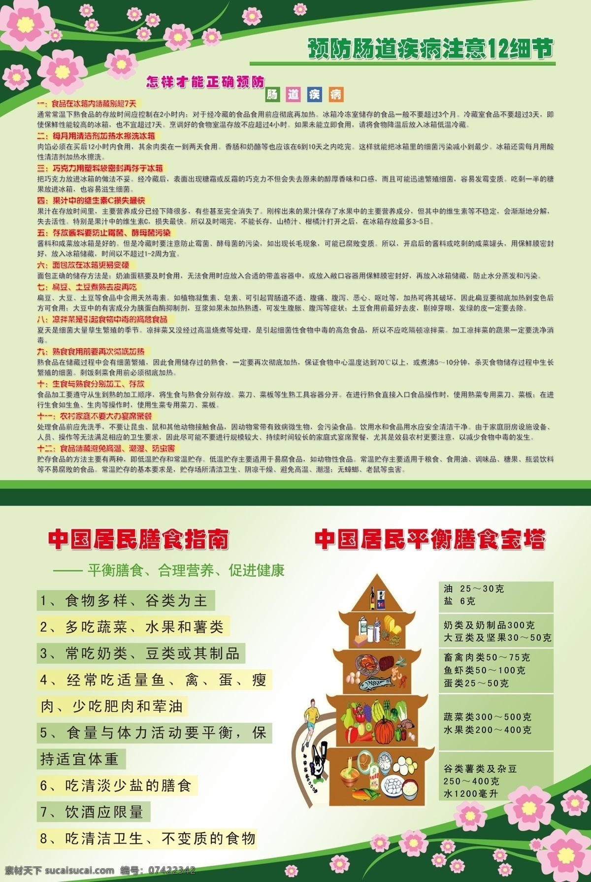 中国 居民 膳食 指南 如何 正确 预防 肠道疾病 注意 细节 宝塔 结构 平衡膳食 展板 写真 喷绘 保健站 医院 漂亮展板 医院展板 绿底展板 展板模板 广告设计模板 源文件