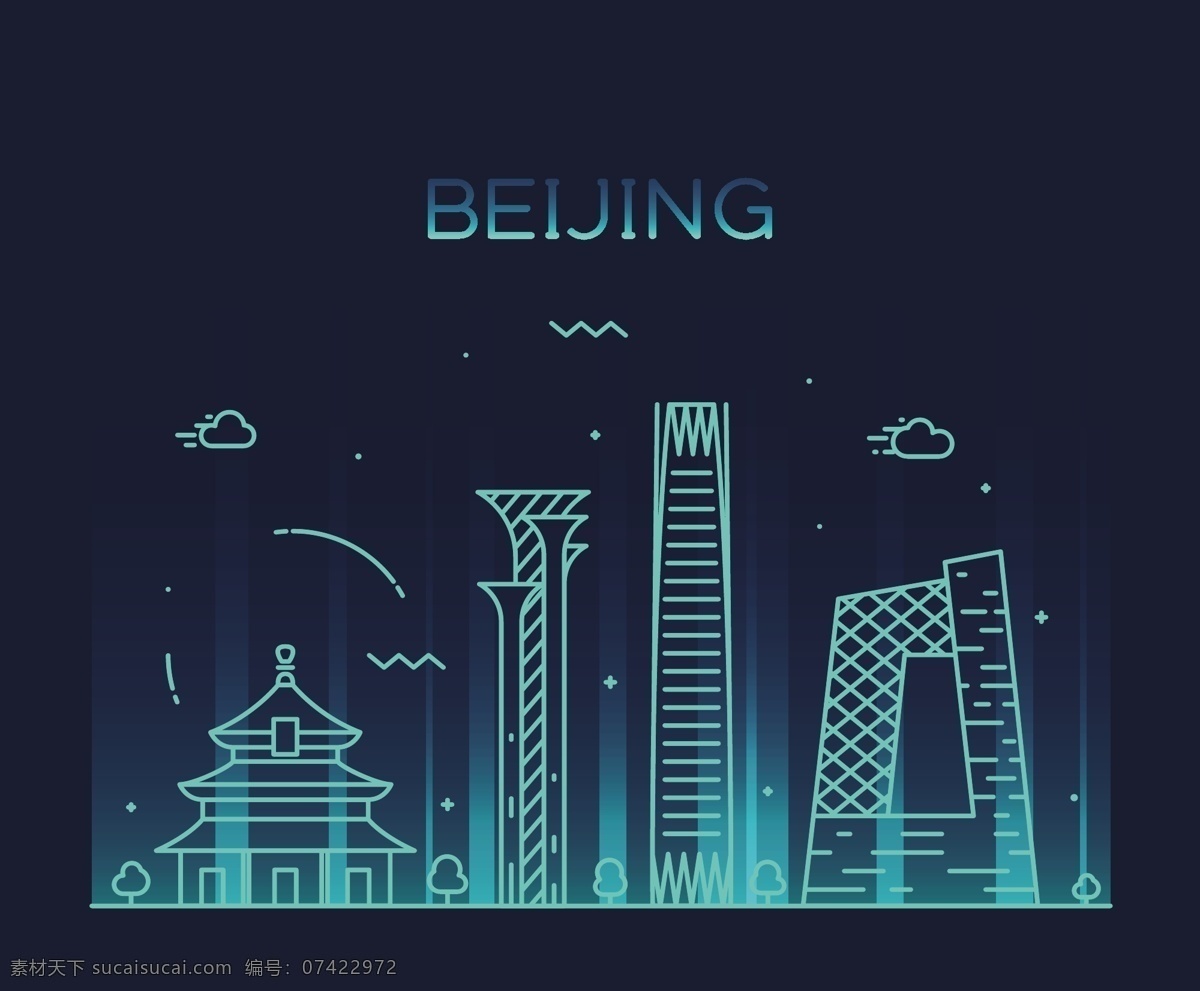 城市剪影 建筑轮廓 建筑群 北京 世界著名城市 金融大厦 手绘 楼房 房地产 大厦 摩天大楼 建筑插图 建筑设计 矢量 环境设计