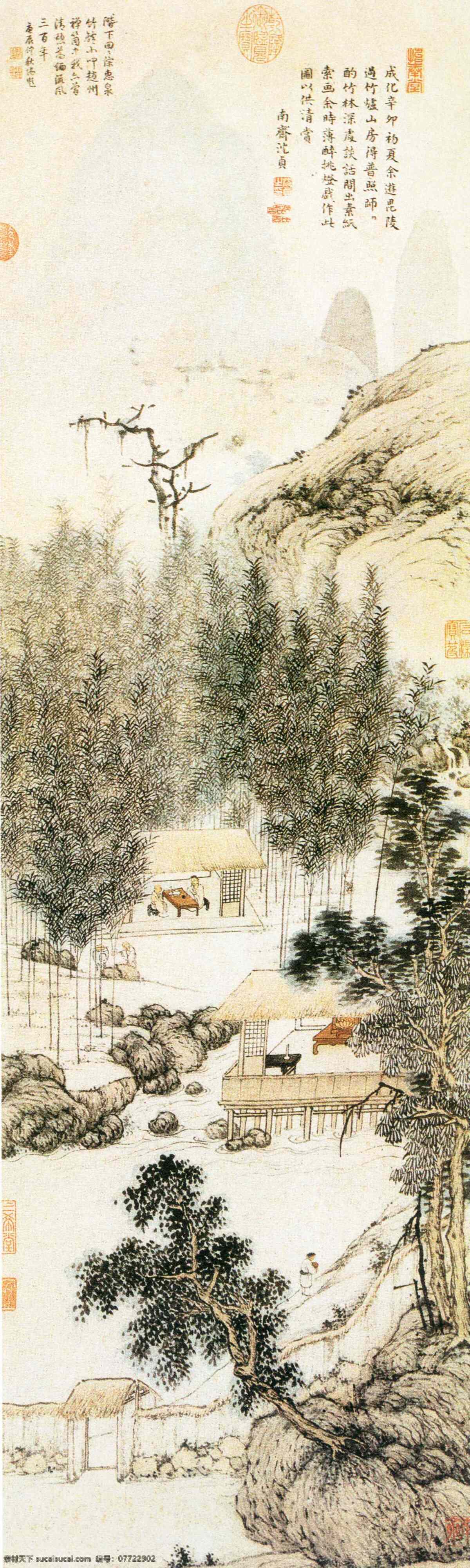 竹 炉 山房 图 国画 国画山水 绘画书法 山水 设计图库 沈 文化艺术 竹炉山房图 贞