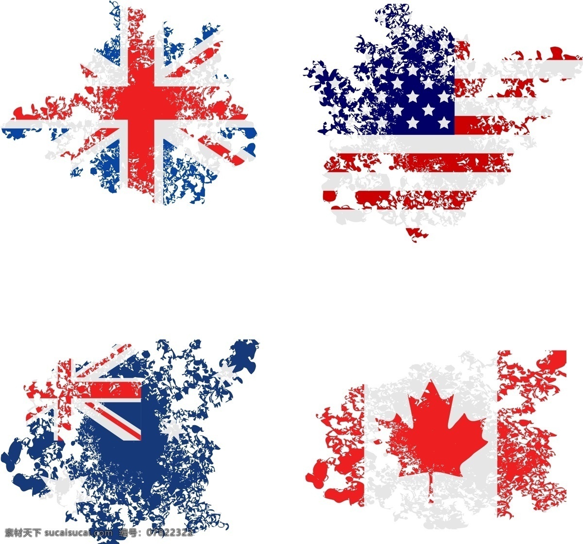 美国国旗 英国国旗 加拿大国旗 澳大利亚国旗
