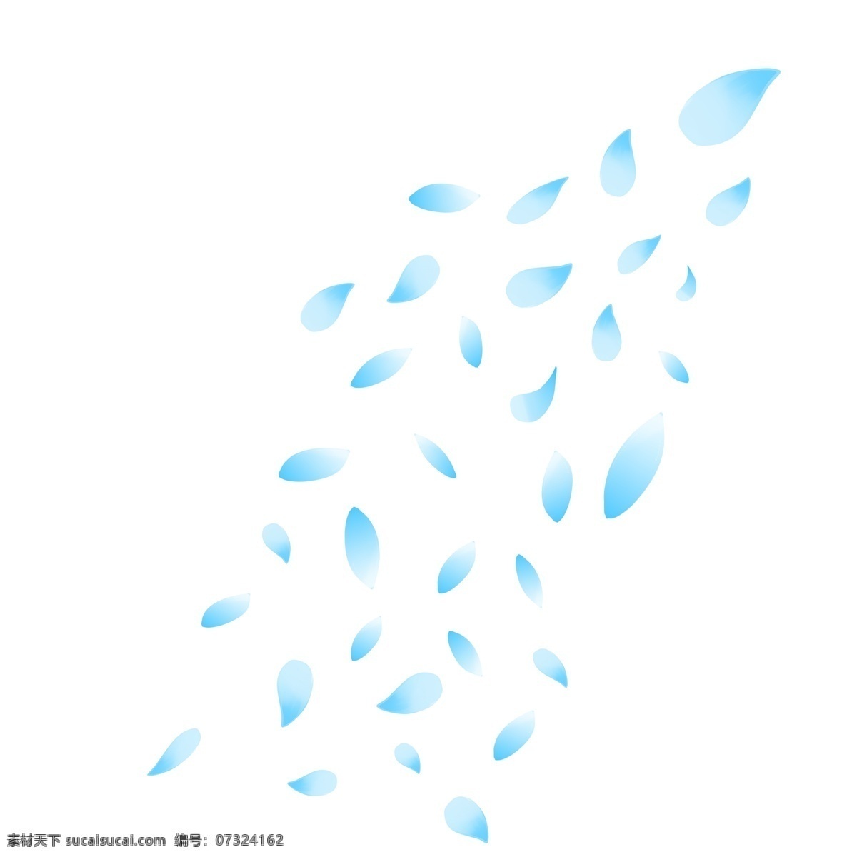 蓝色 花瓣 手绘 插画 蓝色的花瓣 漂亮的花瓣 漂浮的花瓣 卡通的插画 手绘插画 花叶 花朵
