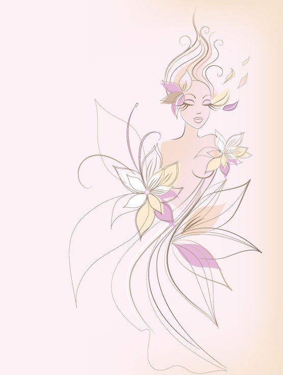 时尚女性 花纹 时尚 女性 矢量 花朵 花瓣 花边 线条 动感 梦幻 底纹 背景 矢量素材 女人女性 矢量人物 夜点时尚女性 妇女女性