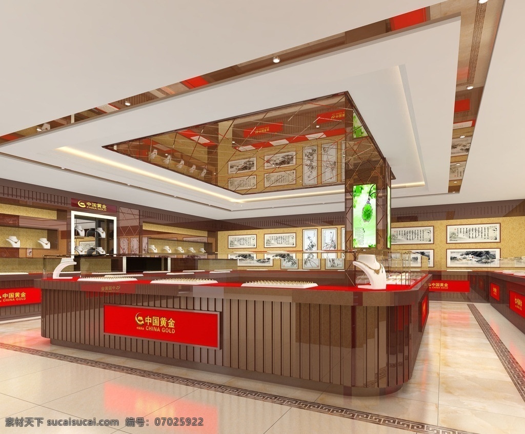 中国黄金岛柜 中国黄金 岛柜 玉石柜 珠宝 商场 3d设计 室内模型