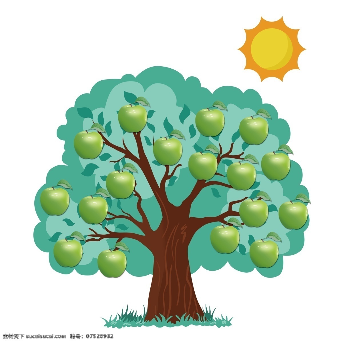 绿树 果实图片 太阳 果实 海报 宣传单 学生展板 苹果 分层