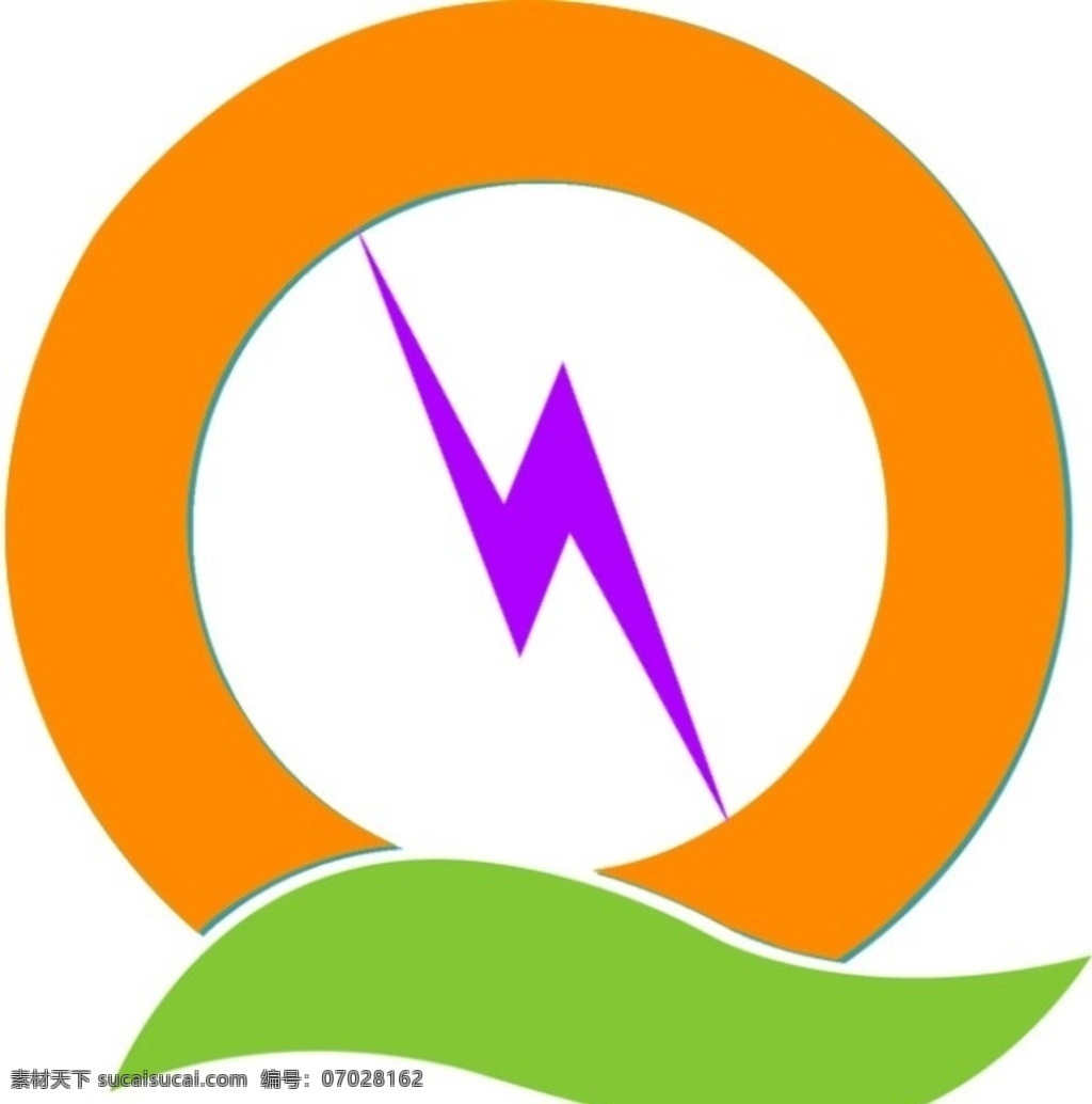 闪电 logo 商标 紫色 绿色 能源 logo设计