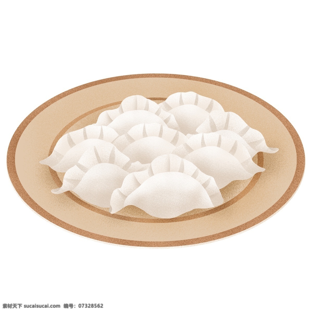 手绘 盘 饺子 美食 元素 卡通 插画 食物 冬至