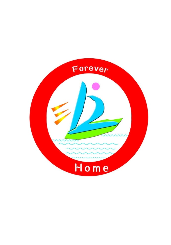 学校logo 数字 帆船 字母 红色 波浪纹 枚红色圆 标志设计 广告设计模板 源文件
