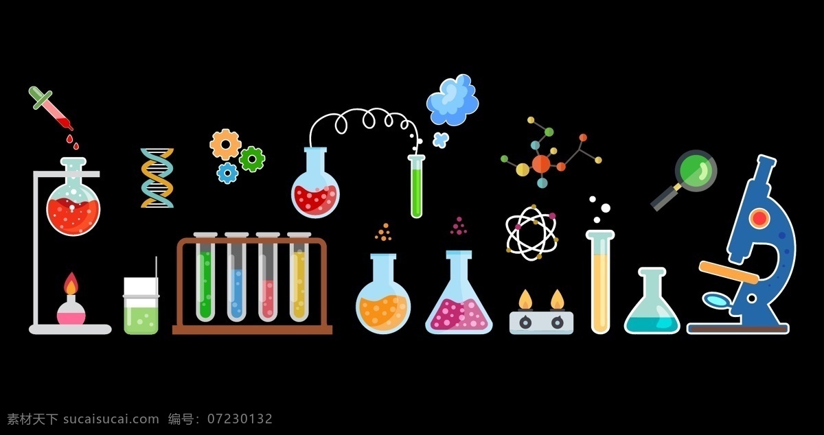 化学玻璃器皿 卡通化学实验 实验室 实验 元素 彩色 容器 瓶 工具 研究 分析 科学 化学家 对象 插图 平 图形 颜色 色彩斑斓 多色 象征 五彩缤纷 玻璃 开学素材 卡通设计