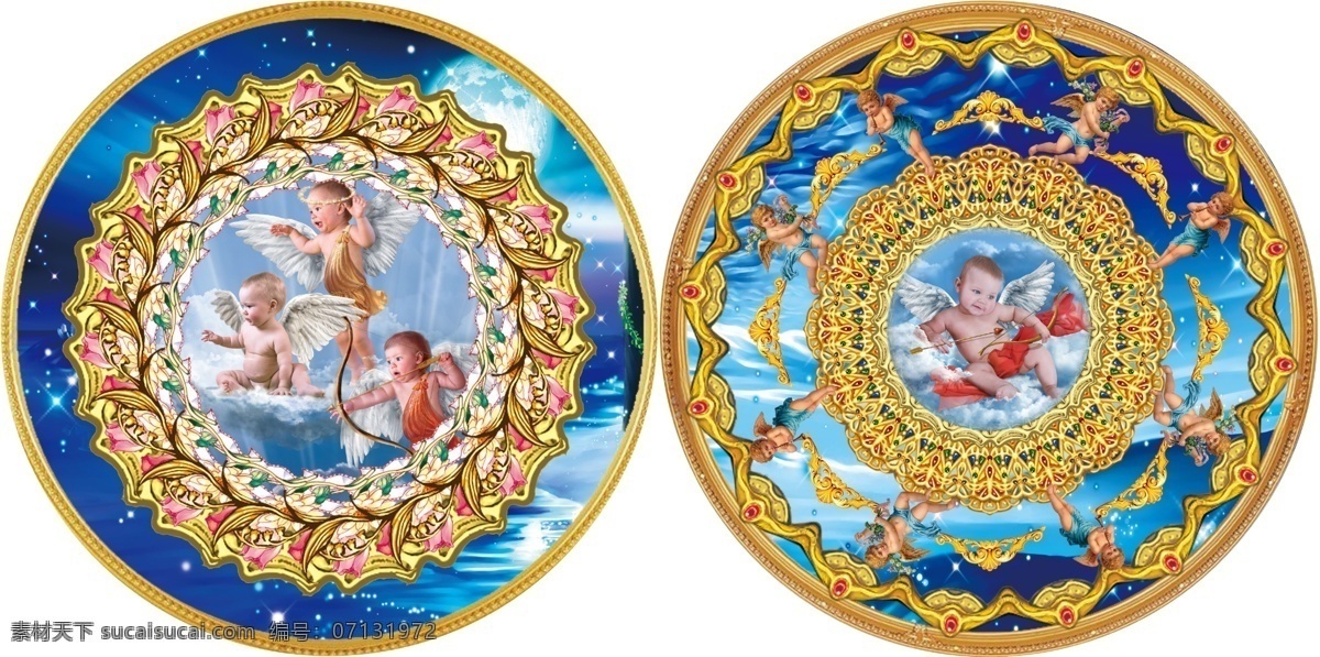 吊顶素材 灯池 丘比特 婴儿 欧式边框 梦幻星空 宝宝 花纹 天使 广告设计模板 源文件