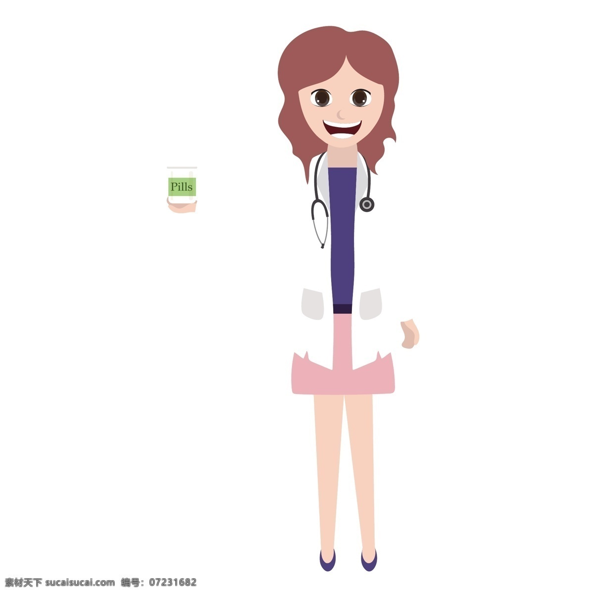 举 东西 医生 矢量 美女 美女医生 白大褂 白大褂医生 漂亮 漂亮的 漂亮的医生 听诊器 卡通医生