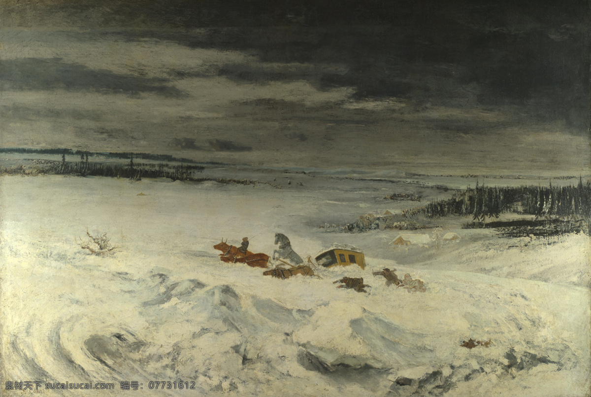 snow 大师 画家 古典 画 建筑 景物 装饰画 油画 the in diligence courbet gustave 人物 高清 西方 国外 现代 家居装饰素材