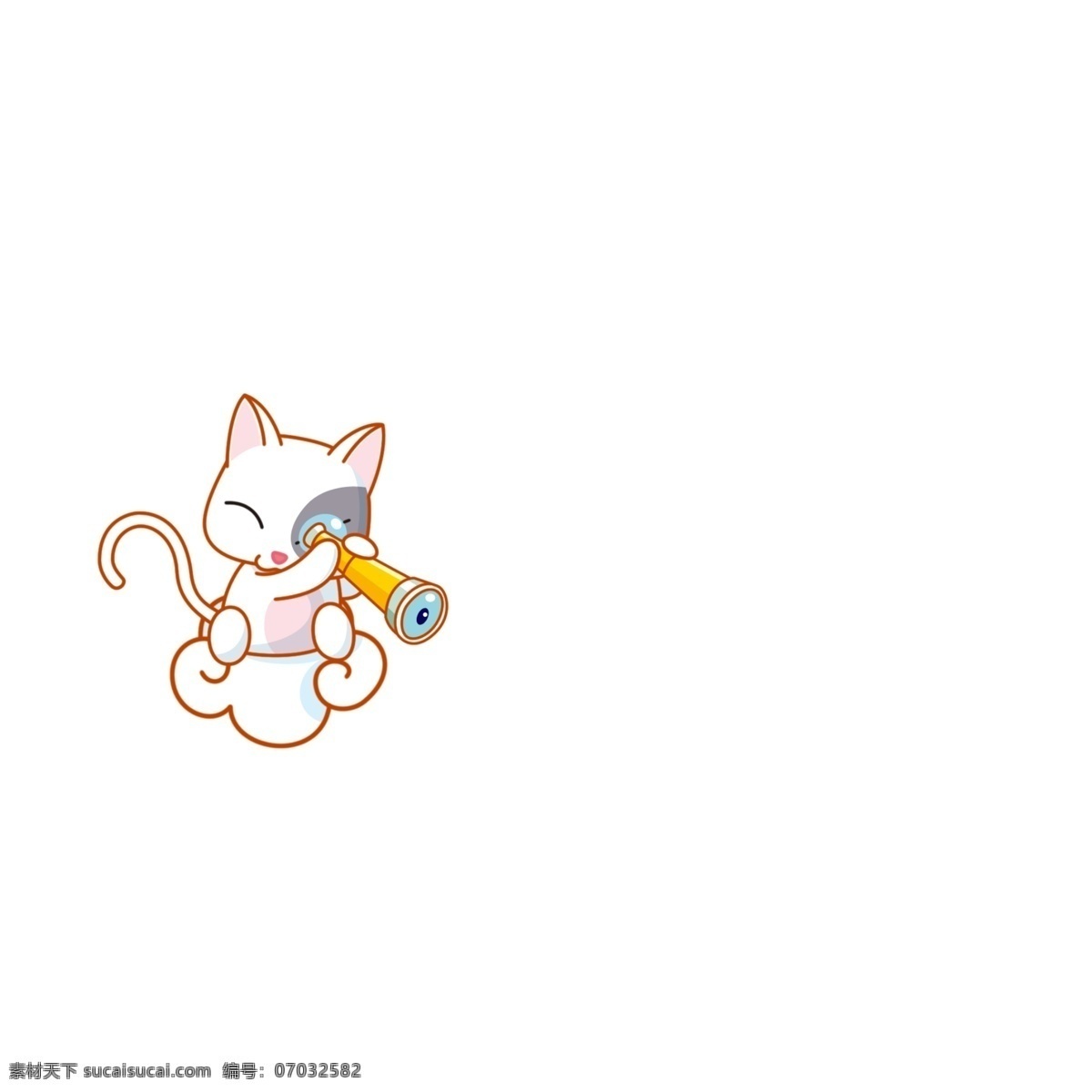 卡通猫 猫 望远镜 卡通 分层 源文件库