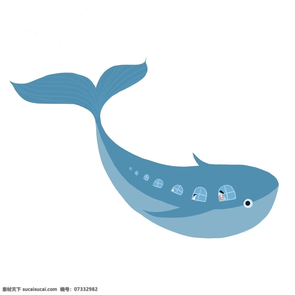 卡通 清新 蓝色 鲸鱼 透明 png元素 蓝色鲸鱼 免抠元素 动物 透明素材