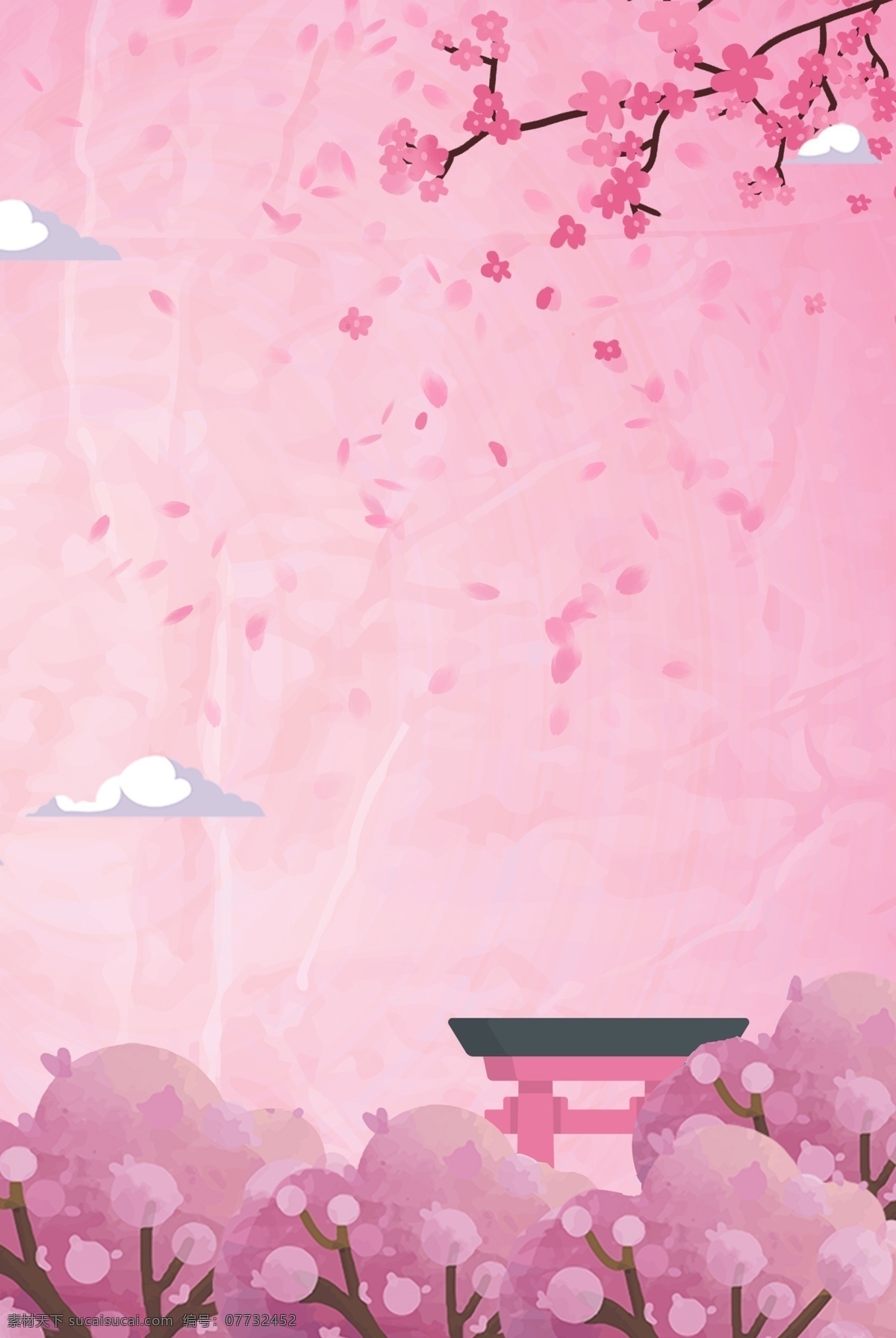 樱花 季 浪漫 粉色 背景 合成 樱花季 樱花节 唯美 日式 花瓣 花朵 创意 简约
