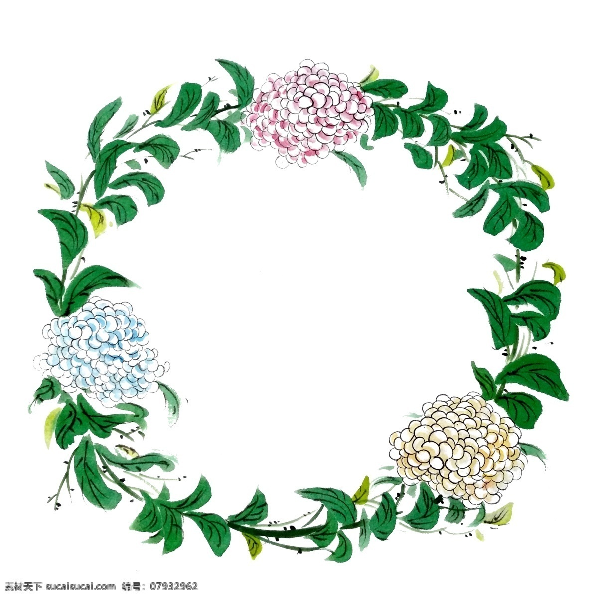 花环 绣球 紫阳 花 ong 水墨 国画 绣球花 紫色 紫阳花 桃色 玫红 粉色 花团 朦胧 盛开 鸟 粉色装饰 水彩 春游 春天 春光 烂漫 装饰 春日 春花 植物 花枝 可爱