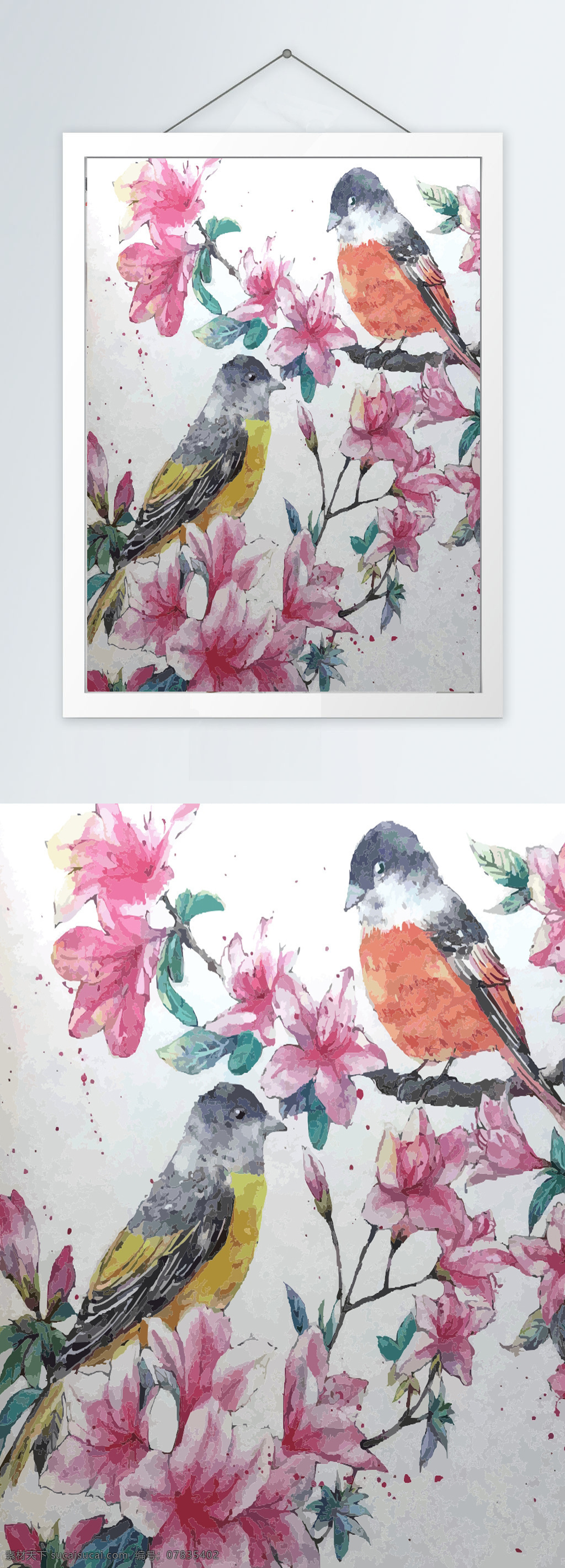 新 中式 花鸟 彩色 装饰画 中式装饰画 花鸟装饰画 彩色装饰画 中式花鸟