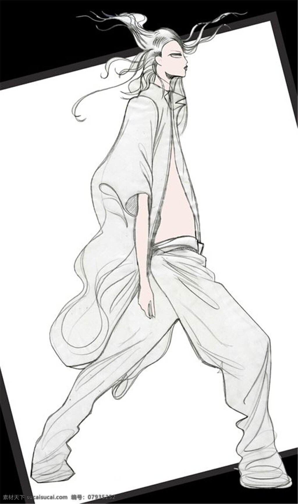 简约 帅气 大 外套 女装 效果图 服装设计 服装效果图 宽松裤子 宽松外套
