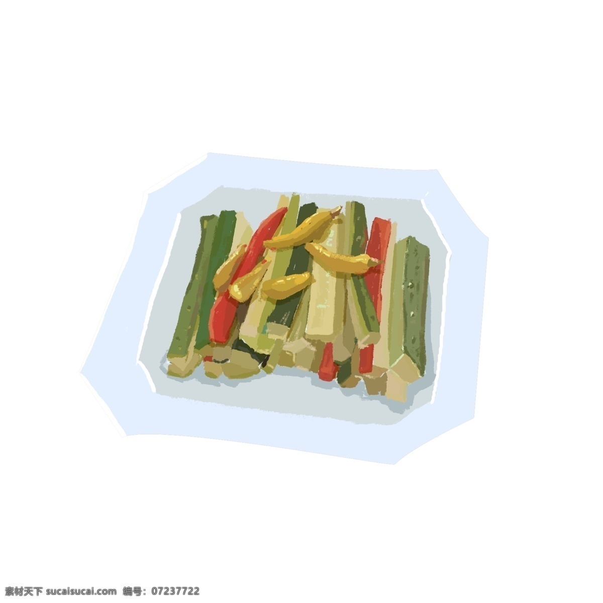 美味 小菜 黄瓜 条 卡通 美食 食物 腌黄瓜