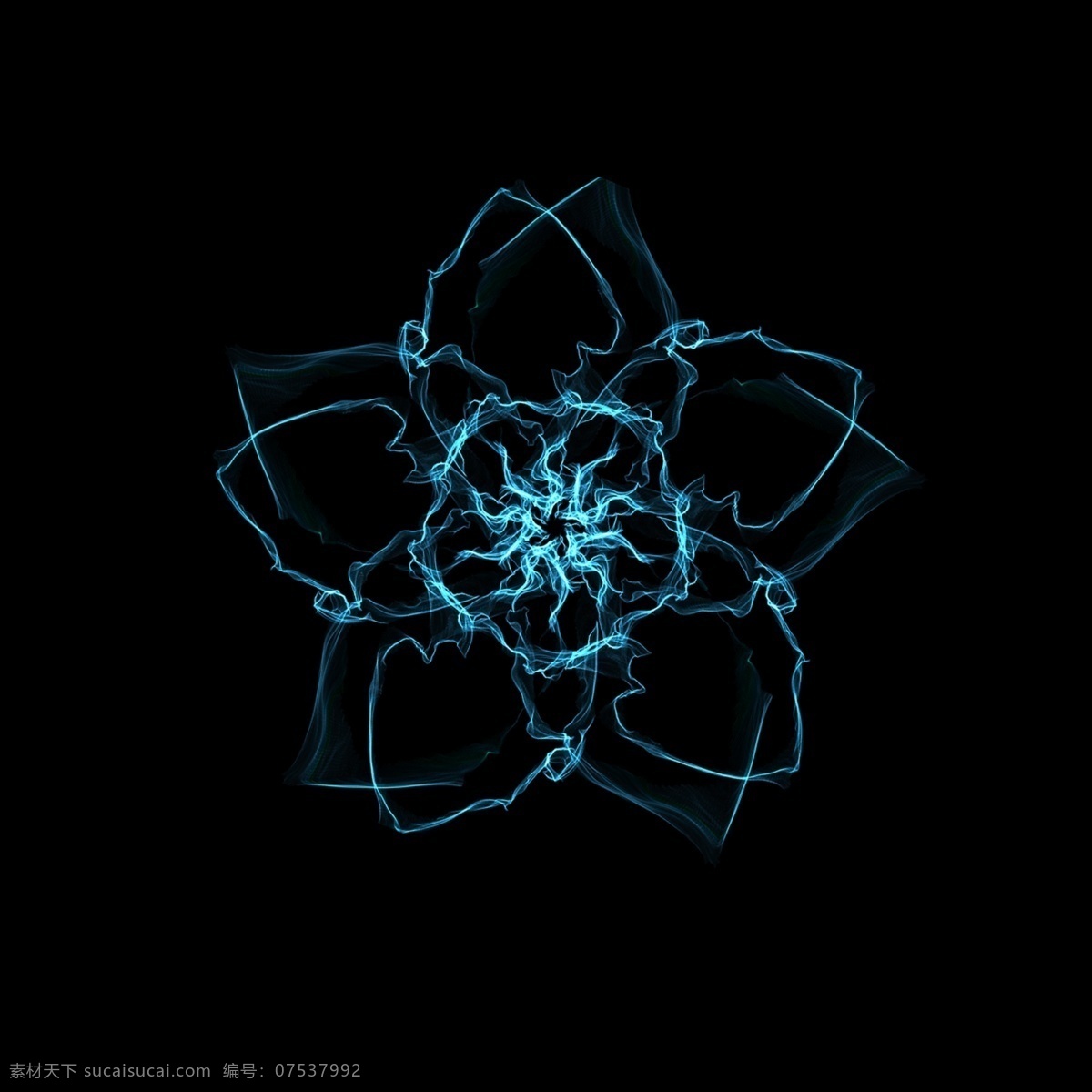 光效 花朵 多边形 对称 彩色 发光 图形 蓝色 光效素材