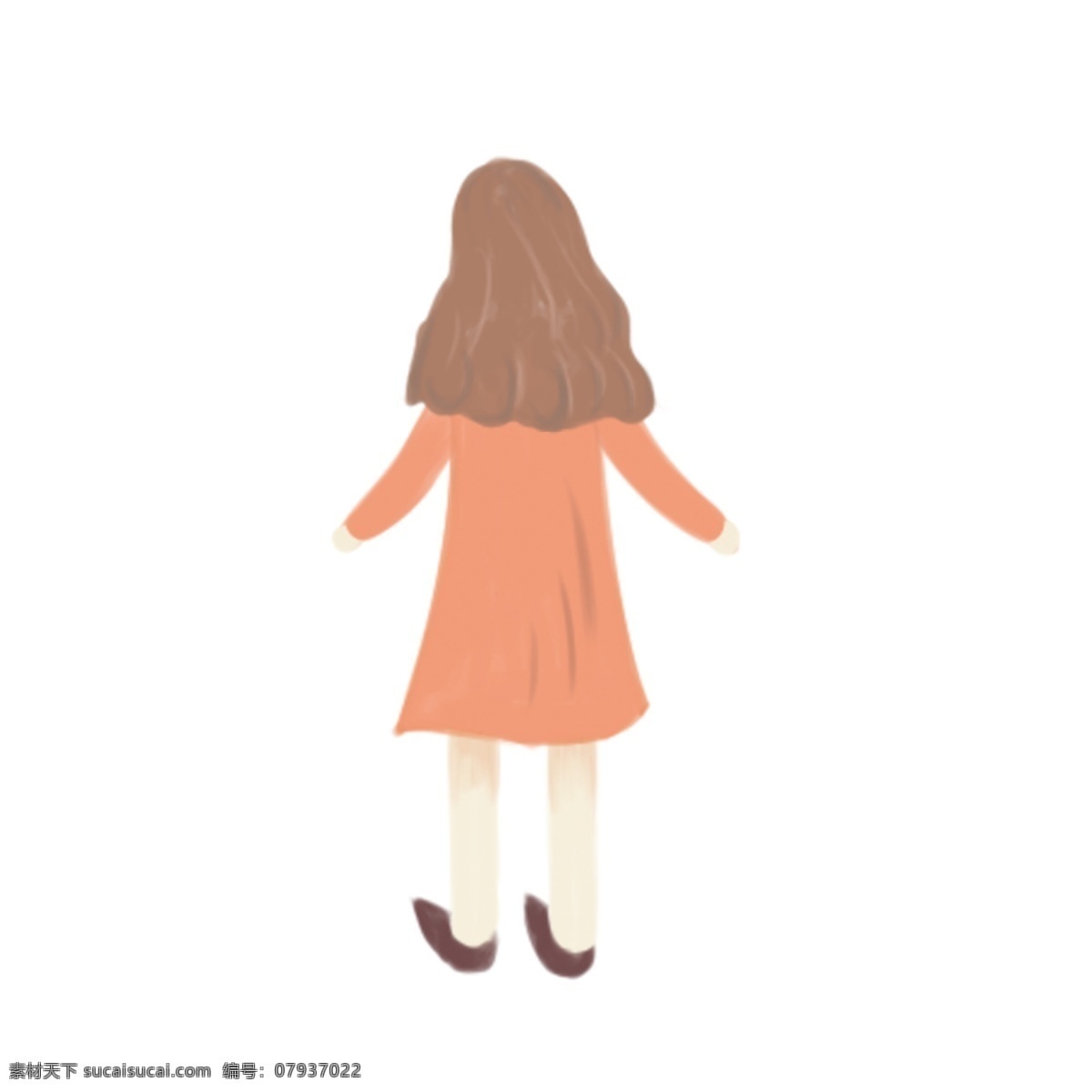 卡通 可爱 女生 背影 商用 元素 女孩 人物 清新女生 psd插画