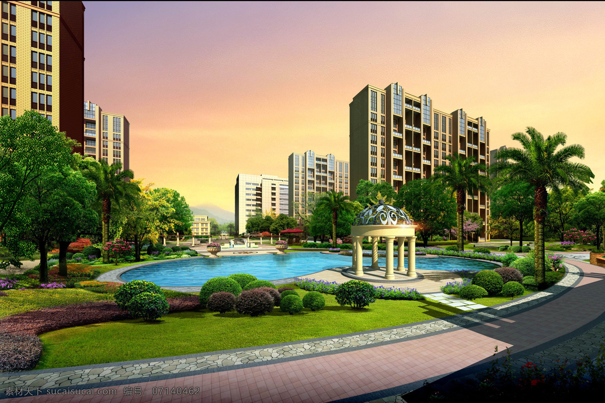 3d设计 地产 地产风景 地产建筑 地产图片 房地 风景 建筑 建筑设计 模板下载 树 宜居 天空 亭子 椰子树 游泳池 矢量图 建筑家居