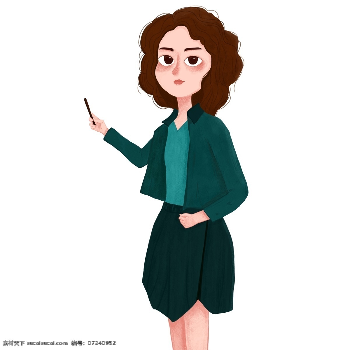 人物 女子 教师 插画 卡通 彩色 水彩 创意 手绘 绘画元素 现代 简约 装饰 图案