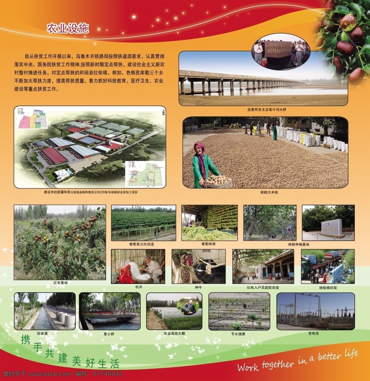 农业设施展板 农产业照片 底图 文字 展板 核桃 展板模板 广告设计模板 源文件