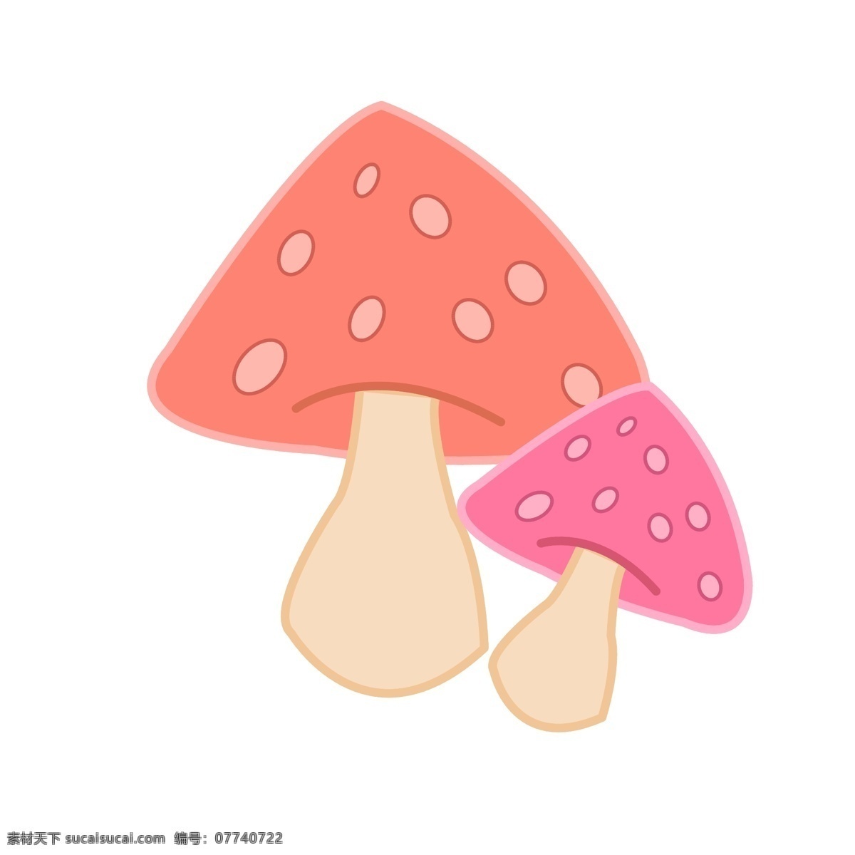 红色 蘑菇 装饰 插画 红色的蘑菇 两个蘑菇 新鲜的蘑菇 蘑菇装饰 蘑菇插画 立体蘑菇 卡通蘑菇