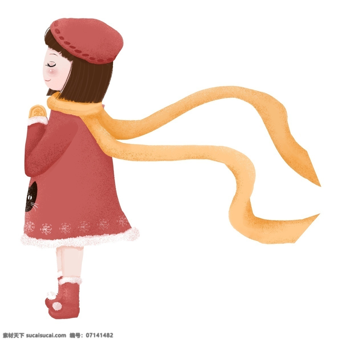 清新 唯美 背影 女孩 人物 元素 卡通 时尚 装饰 插画 精致 手绘