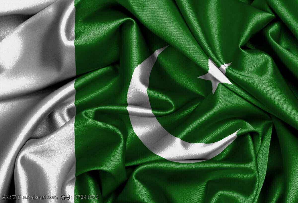 巴基斯坦 丝绸 国旗 绸缎 旗帜 巴基斯坦国旗 月亮 五角星 地图图片 生活百科