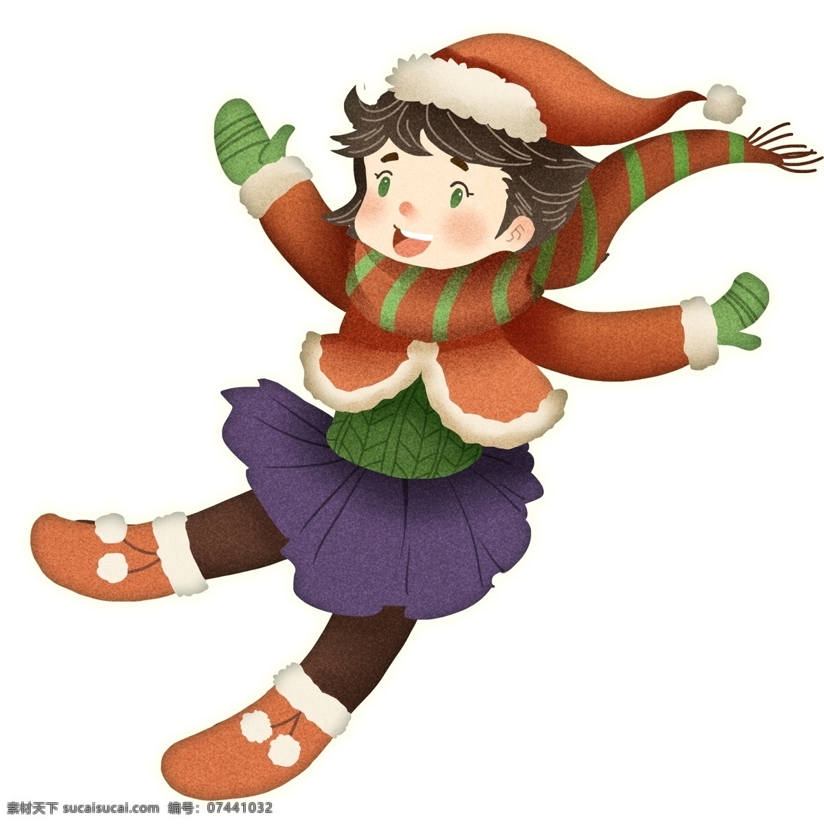开心 圣诞节 女孩 卡通 人物 可爱 快乐 人物设计 插画设计