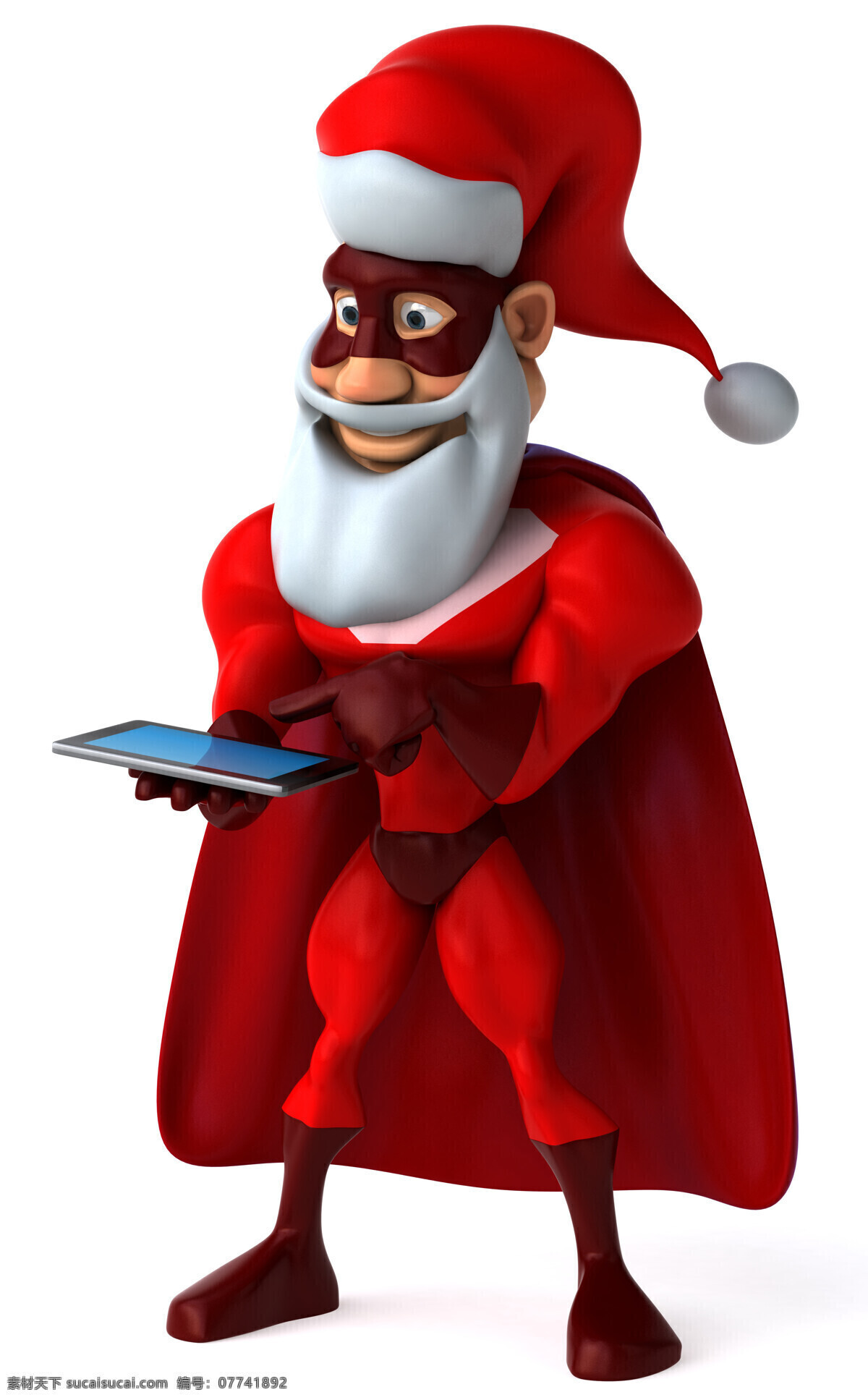 玩 平板电脑 圣诞老人 卡通人物 圣诞节 节日素材 圣诞素材 节日庆典 生活百科